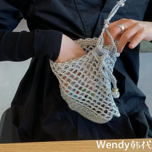 韩国代购小众 archivepke 新款网兜编织单肩腋下包