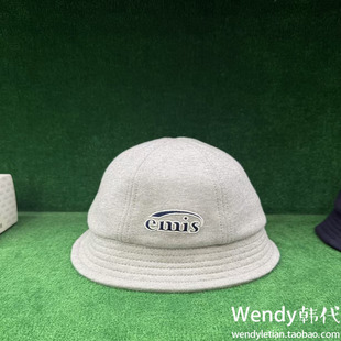 新款 小众emis 字母复古渔夫帽圆顶盆帽 正品 韩国代购