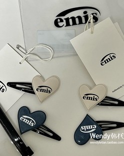 爱心 新款 字母发夹边夹发饰刘海夹 小众设计师emis 韩国代购