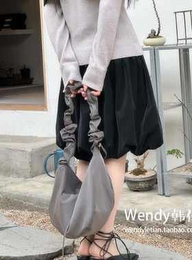 韩国代购小众设计师carlyn 云朵褶皱包单肩斜挎手提包babe