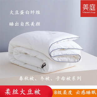 美庭家纺柔丝大豆被春秋被柔软亲肤吸湿透气儿童冬被双人子母被子