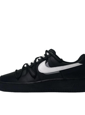 【定制球鞋】Nike Air Force1 AF1耐克空军一号倒影黑色板鞋