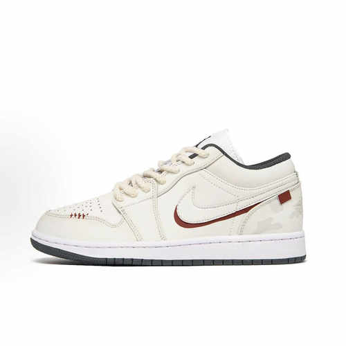 【定制球鞋】Air Jordan 1耐克山雾之恋潮流简约奶油色红色板鞋