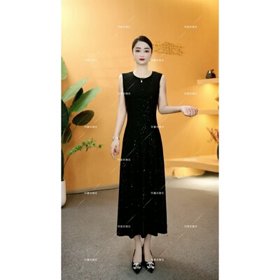 气质满天星烫金连衣裙