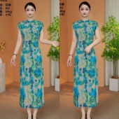 2800 8082 夏季 新款 斜门襟气质显瘦旗袍连衣裙 飞飞袖 衣雅优选