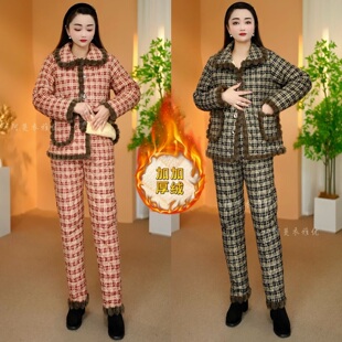 衣雅优选 棉裤 8218 加绒加厚保暖显瘦棉服外套 两件套 2636新款