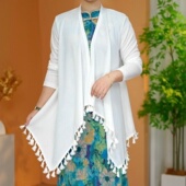 衣雅优选 8121 1633新款 曲珠针织流苏开衫 显瘦遮肉披肩外套