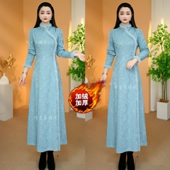 【衣雅优选】8082-2616#定制款云锦丝提花加绒加厚新中式旗袍裙