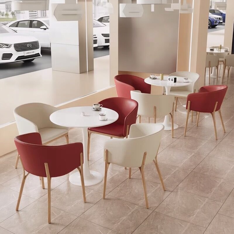 北欧休闲小圆桌轻奢简约创意椅子商用奶茶店店接待区洽谈桌椅