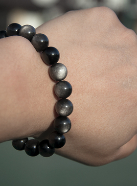 收藏级银曜石手链经典款情侣手串