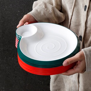 密胺餐具商用饺子盘子带醋碟虾盘餐盘凉菜小酥肉小吃白灼虾专用盘