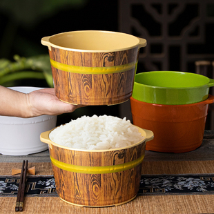密胺装米饭商用盛饭桶饭店酒店餐厅多人打塑料防摔大排档木桶大碗