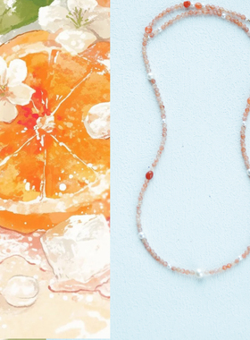 「愿橙」天然切面珠太阳石三圈手链项链一款两戴清新女生心愿礼物