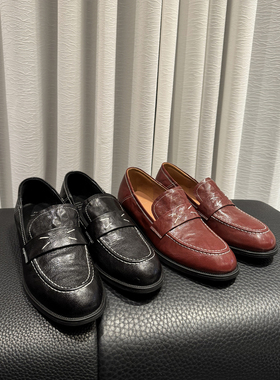 YUSI雨丝~巨软好穿～真皮复古单鞋一脚蹬乐福鞋INS平底英伦小皮鞋