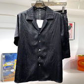 玫瑰贡缎睡衣男士 家居冰丝套装 2025年夏季 情侣高级感暗纹印花短袖