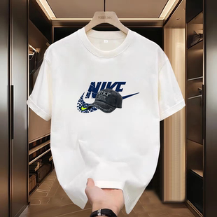 一折专区|夏季100%纯棉短袖T恤男士宽松休闲百搭上衣情侣圆领半袖