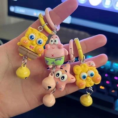 YM【拍1发4个】海绵宝宝派大星钥匙扣可爱卡通挂件少女书包配饰