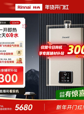 [小蛮腰零冷水]林内燃气热水器家用恒温天然气节能安全16升GD61R