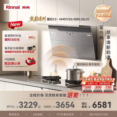 林内新品灰色留白·灰韵烟灶套装