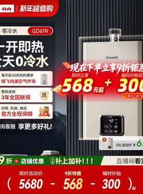 [小蛮腰零冷水]林内燃气热水器家用恒温天然气节能安全16升GD61R