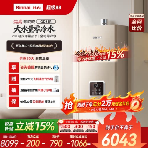 林内鲸吨吨GD61R大水量0冷水燃热