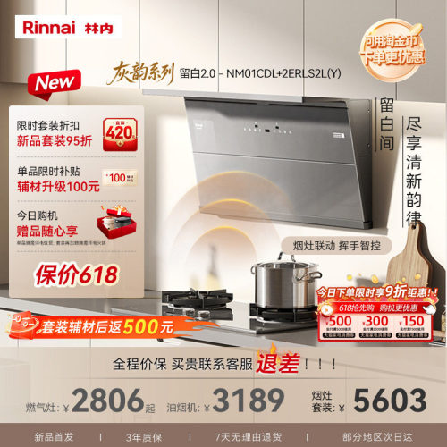 林内新品灰色留白·灰韵烟灶套装