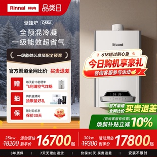 【618】林内燃气壁挂炉家用全预混一级能效冷凝地暖锅炉Q55A