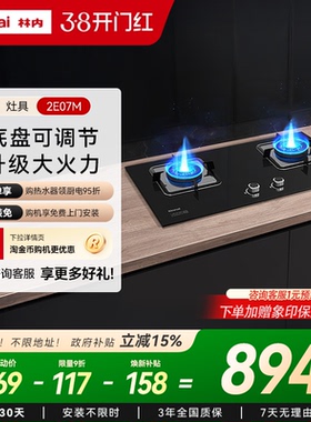 林内Rinnai燃气灶家用双灶天然气炉灶台式灶具2E08M