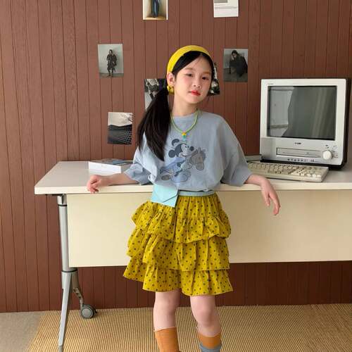 乔伊思童装女童短袖T恤2026夏季韩版卡通儿童圆领休闲宽松上衣