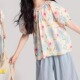 衬衫 乔伊思童装 短袖 小衫 2026夏儿童碎花圆领上衣 女童棉盐系泡泡袖