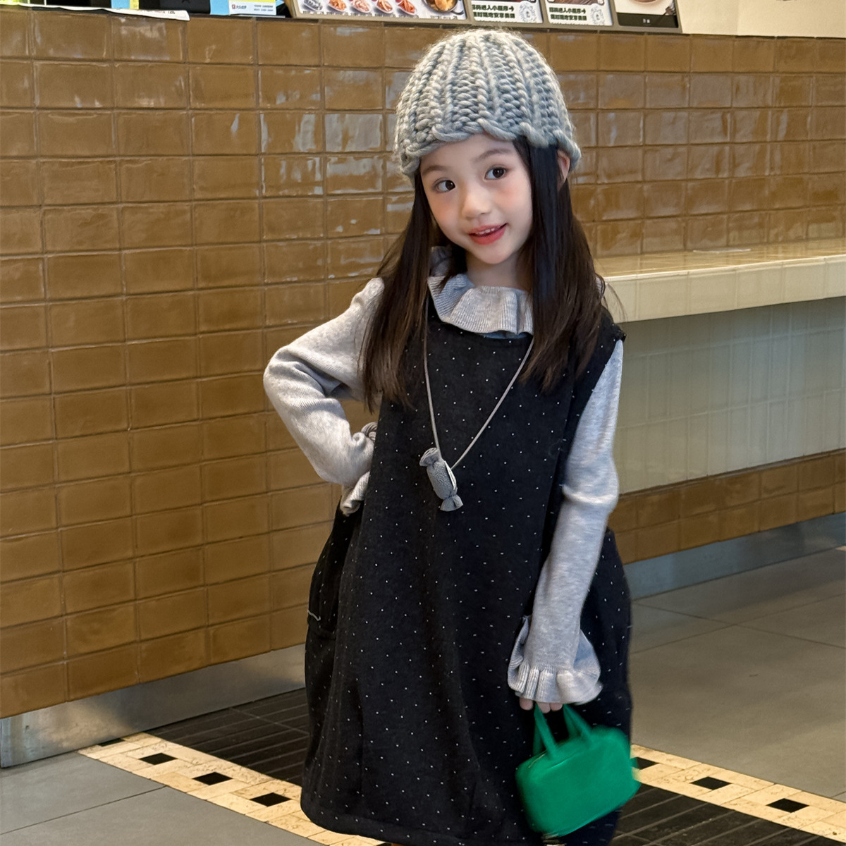 乔伊思童装女童裙子秋季2025新款韩版波点无袖裙儿童甜美连衣裙潮