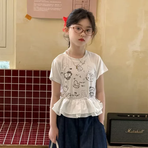 乔伊思童装女童短袖T恤纯棉