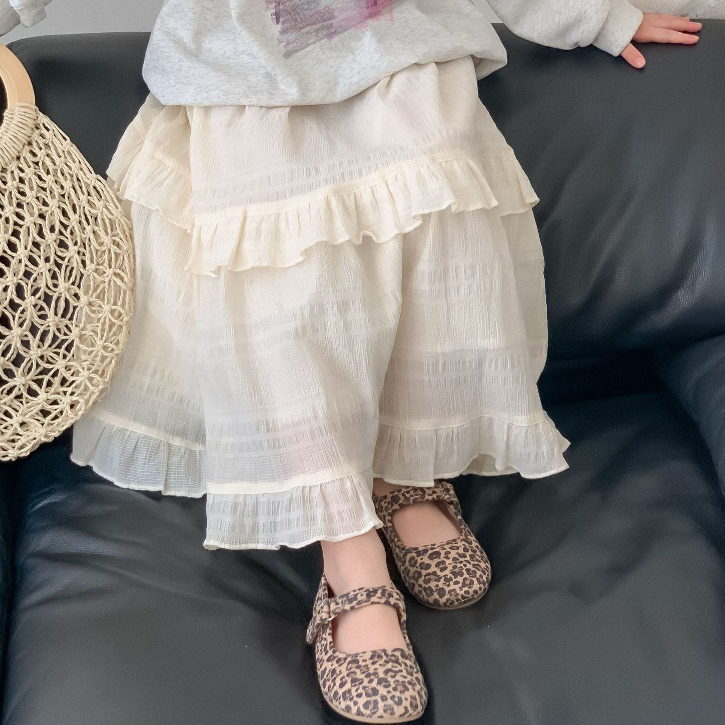 乔伊思童装女童半身裙2025秋款 自带氛围感 法式甜美荷叶边长裙子