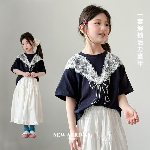 乔伊思童装袖t恤2026新款儿童洋气半袖T女大童夏季网红超好看上衣