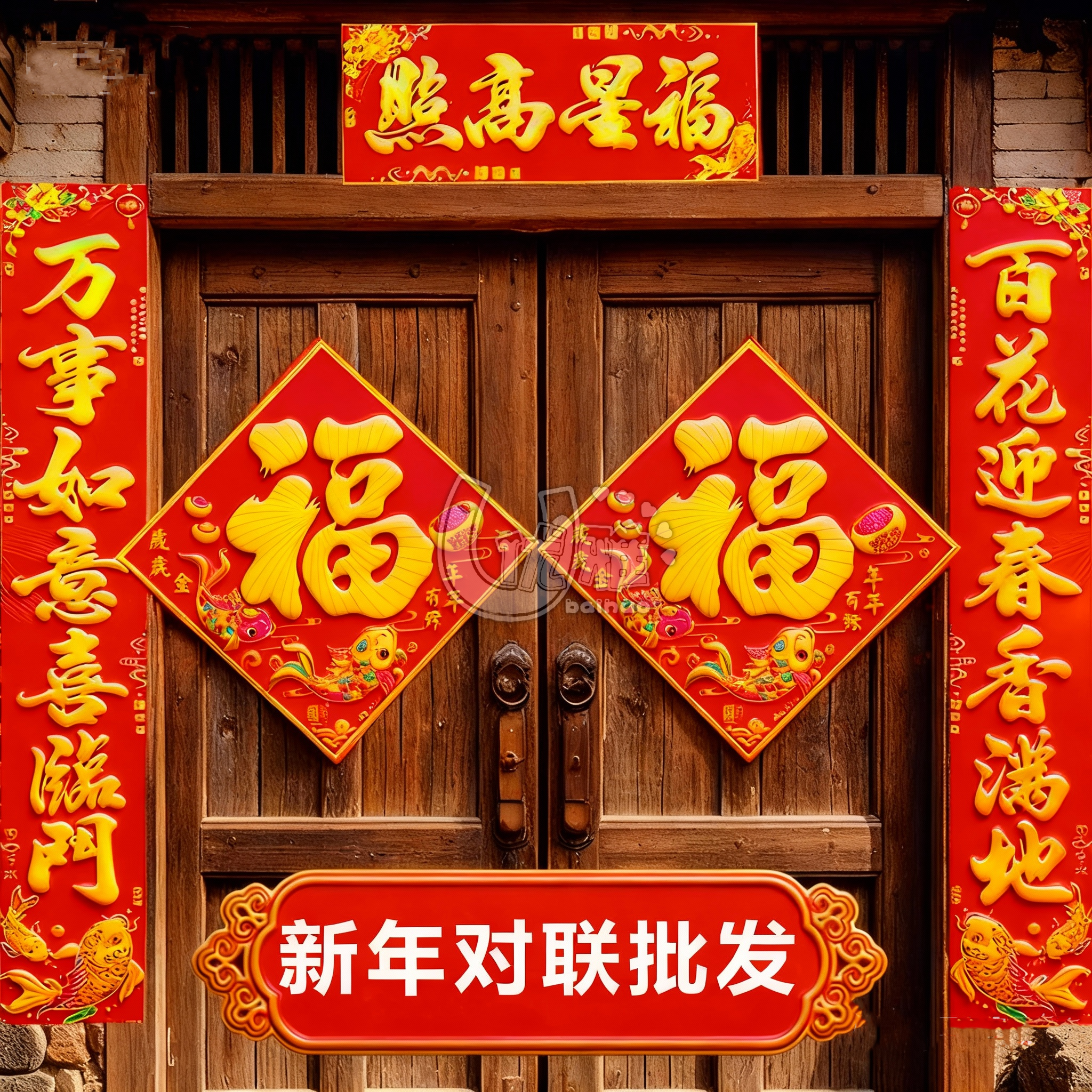 对联2026新款马年春联新年家用春节磁吸福字贴过年大门入户门装饰