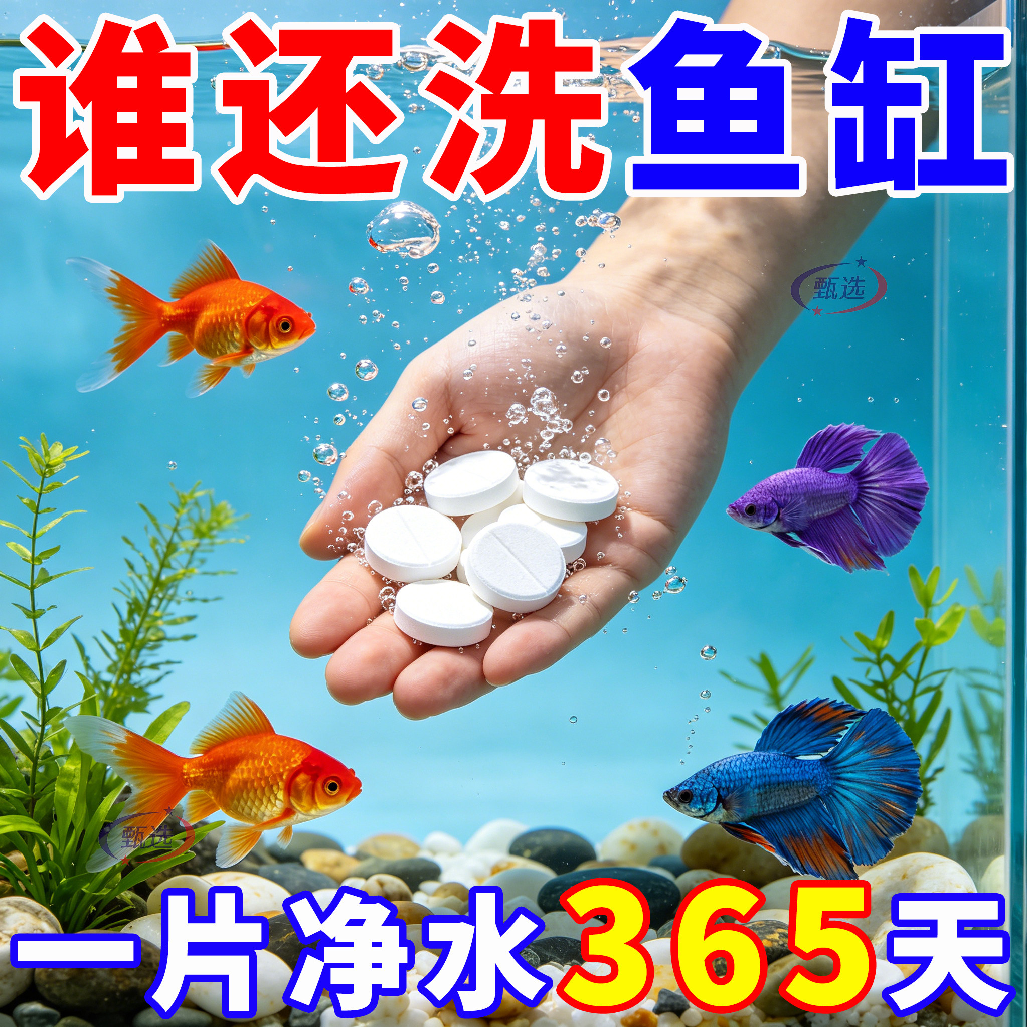 鱼缸净水片澄清澈净化水质除臭去腥鱼缸水族箱鱼池清水养鱼净水剂