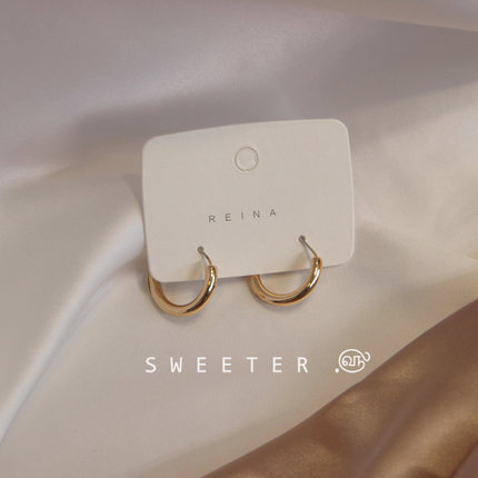 【SWEETER】韩国REINA金属耳环气质耳圈耳坠法式高级感圈圈耳饰女