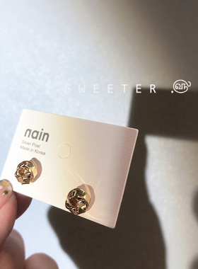 SWEETER`韩国NAIN缠绕花球24K镀金耳钉INS冷淡风小众耳环女