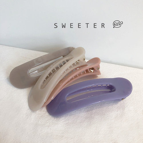 【SWEETER】奶油果冻色亚克力透明大号发夹 日本Latt家边夹鸭嘴夹 - 封面