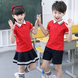 休闲小学生校服夏装幼儿园园服班服男女纯棉短袖套装英伦风毕业服
