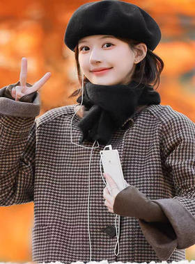 毛呢外套女复古千鸟格子超好看