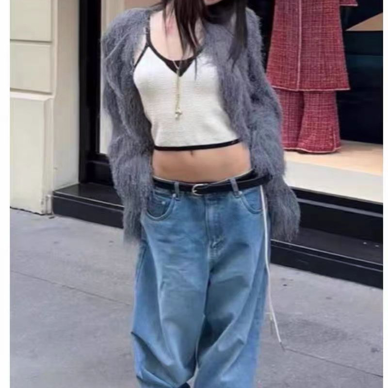 毛绒绒流苏皮草系带大衣外套上衣