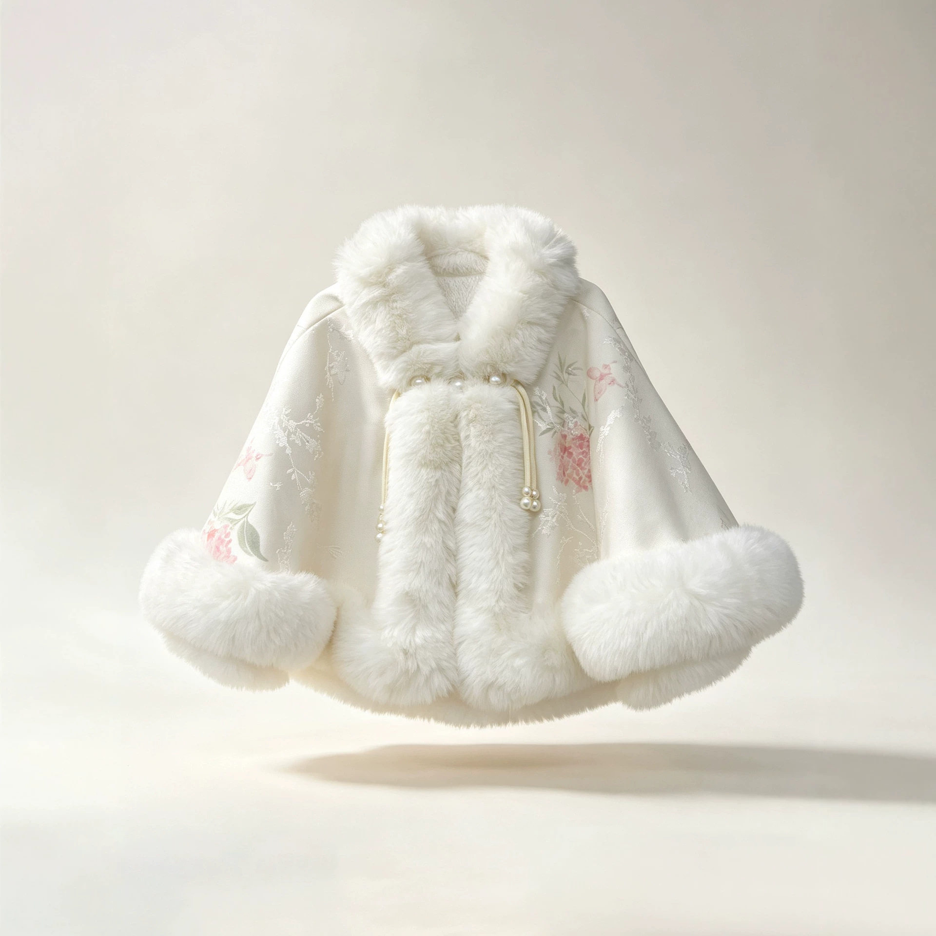 冬季女童新中式毛毛领汉服披风