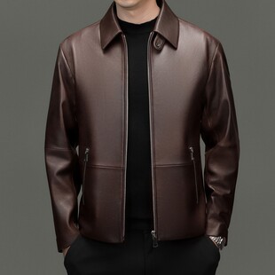 商务休闲外套 原生态头层绵羊皮薄款 海宁真皮皮衣男2026新款 春秋款