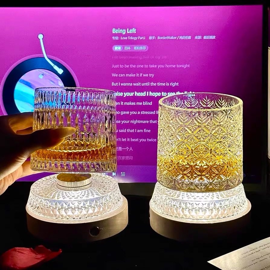 麦卡伦同款奢华旋转威士忌杯发光玻璃酒杯高颜值轻奢家用洋酒杯