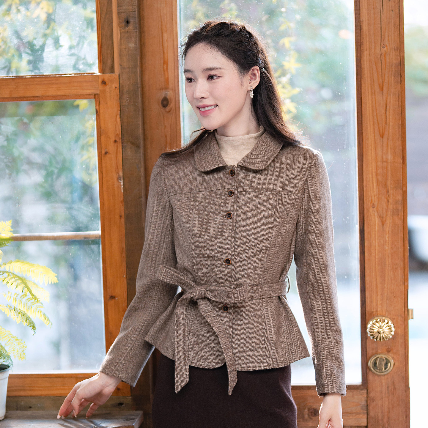 纻衣棕咖色文艺复古高级毛呢短款外套女2025秋冬新款气质百搭上衣,女装/女士精品,短外套,淘宝优惠券,粉丝福利购,淘宝优惠卷