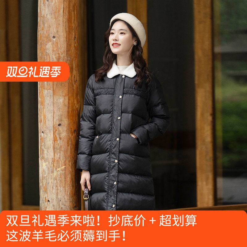 黑色设计感加厚中长款棉衣外套