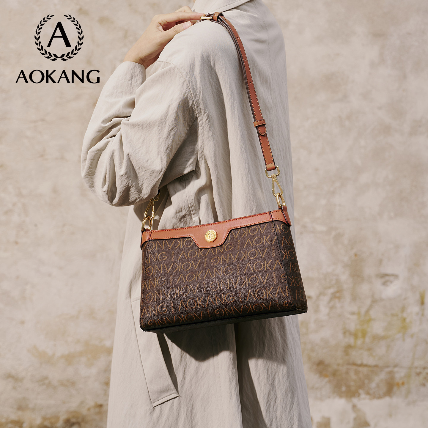 奥康妈妈斜挎包2026新款老花小方包女高级质感单肩包大容量通勤包,箱包皮具/热销女包/男包,通用款女包,淘宝优惠券,粉丝福利购,淘宝优惠卷