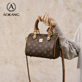 奥康波士顿包2026新款 手提枕头包大容量单肩包女高级老花斜挎小包