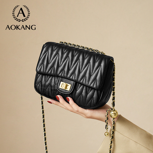 奥康小方包2025新款 斜挎包女士百搭链条包高级真皮单肩包 包包时尚